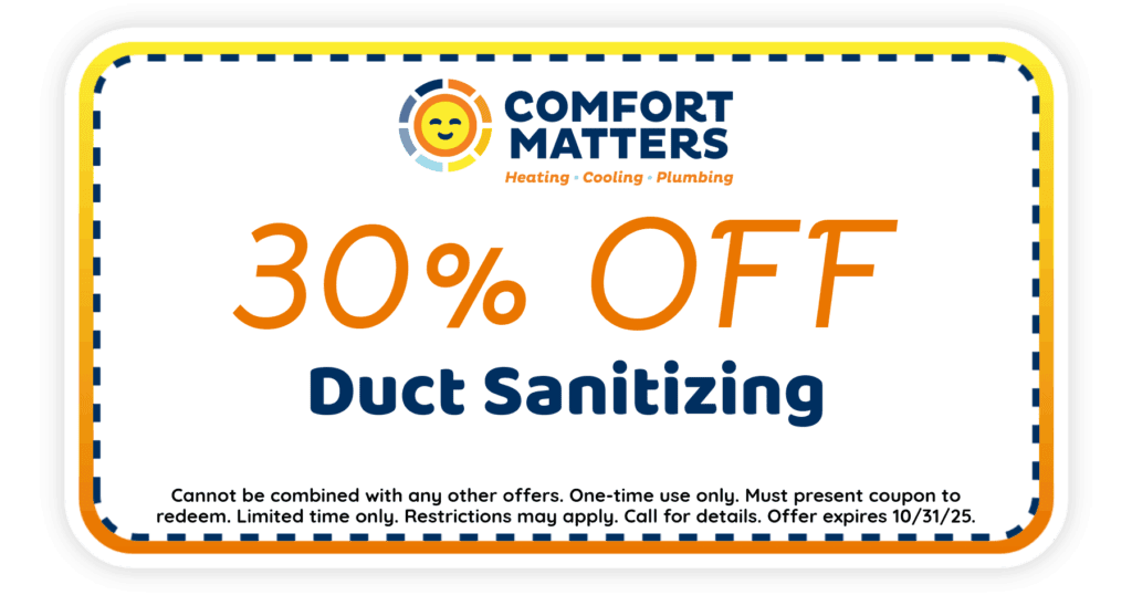 30% Off Duct Sanitizing. Coupon. Comfort Matters.