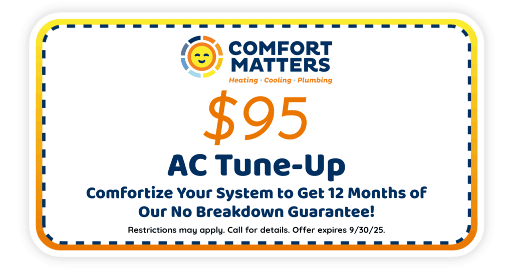 $95 AC Tune-Up Comfort Matters Coupon. Restrictions may apply. Call for details. Offer expires 9/30/25.