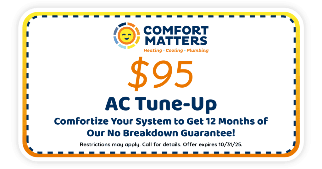 $95 AC Tune-Up Comfort Matters Coupon. Restrictions may apply. Call for details. Offer expires 10/31/25.
