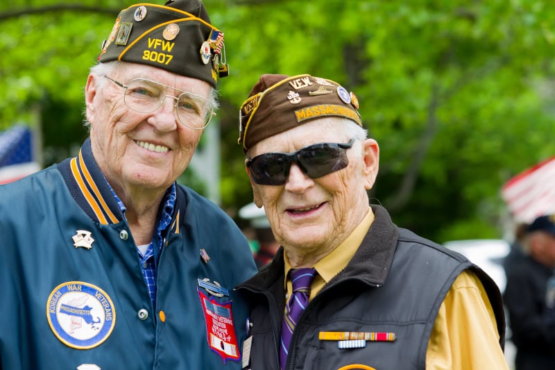 Veterans of World War II at a Memorial Day service.